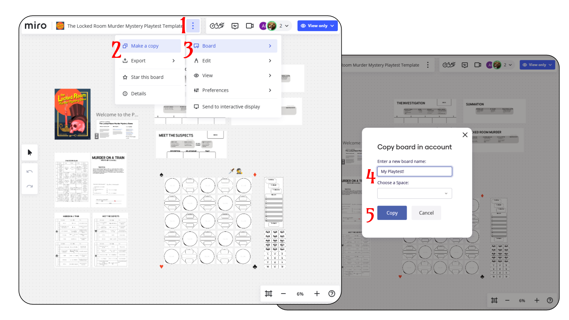 A screenshot of the miro board template